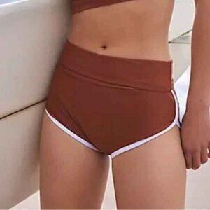 New Free People SALT GYPSY Betty Surf Bottom Chocolate Brown Boy Short High Rise